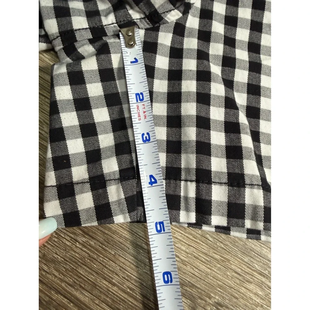 Crown & Ivy Caroline Gingham‎ Shorts Black White Plaid Womens 12 Stretch Preppy